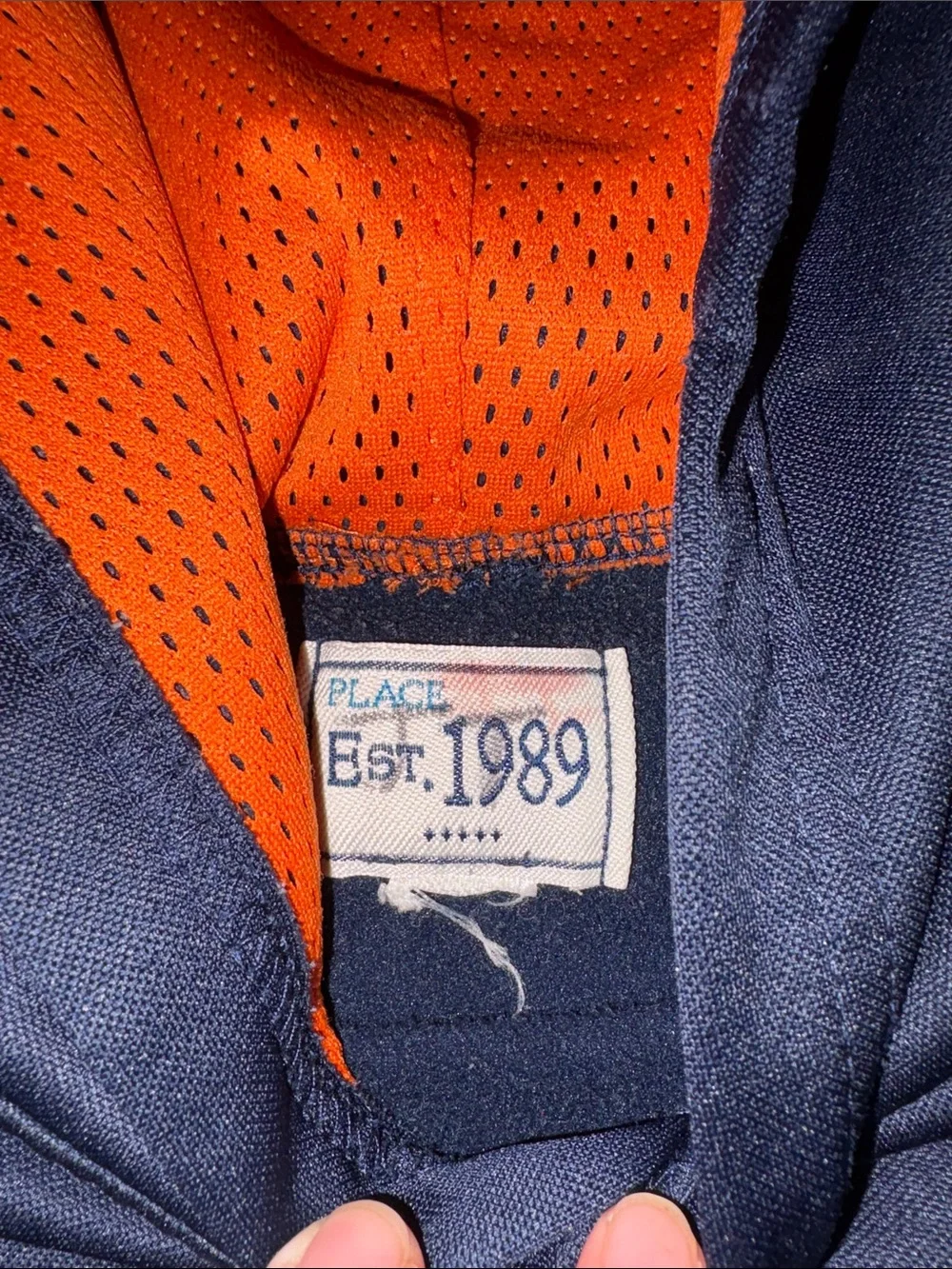 Place Navy Hoodie with Orange Hood Lining & Pocket Trim